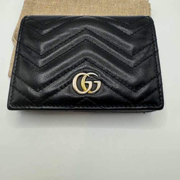 Authentic Gucci Black GG Marmont Card Holder Wallet - Picture 1 of 12